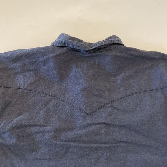 Wrangler Denim Shirt Western Pearl Snap Blue Jean Shirt Cowboy‎ Long Sleeve XXL - Picture 8 of 10